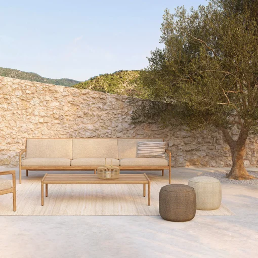 Store Pouf Donut Outdoor Tissu Marron Gris / O 50 Cm - Unisexe Poufs Coussins Tapis D'extérieur
