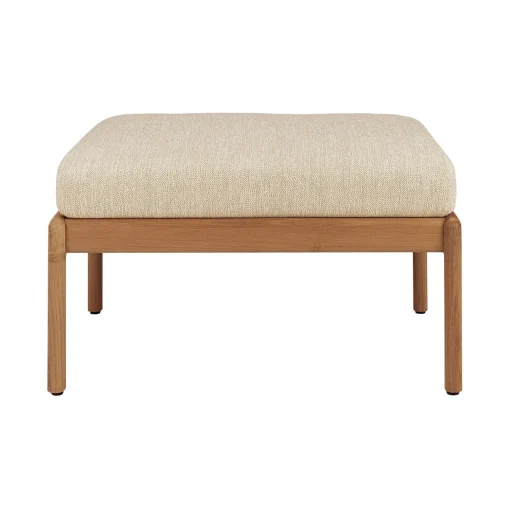 Hot Pouf Jack Outdoor Tissu Bois Beige / Teck  - 71 X 54 Cm - Unisexe Poufs Coussins Tapis D'extérieur