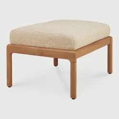 Hot Pouf Jack Outdoor Tissu Bois Beige / Teck  - 71 X 54 Cm - Unisexe Poufs Coussins Tapis D'extérieur