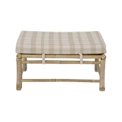 Outlet Pouf Korfu Tissu Beige Bois Naturel / Bambou - 72 X 72 Cm - Unisexe Poufs Coussins Tapis D'extérieur