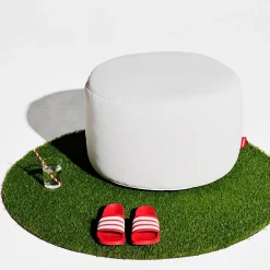 Discount Pouf Point Large Outdoor Tissu Blanc / O 70 X H 40 Cm - Unisexe Poufs