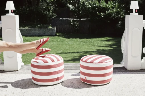 Store Pouf Point Outdoor Tissu Beige / Tissu Olefin - O 50 Cm - Unisexe Poufs Coussins Tapis D'extérieur