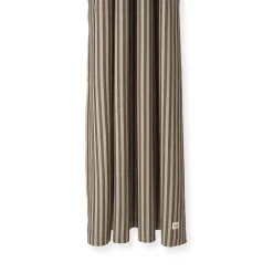 Best Rideau De Douche Chambray Striped Tissu Noir Beige / 160 X H 205 Cm - Coton Enduit - Unisexe Linge De Bain
