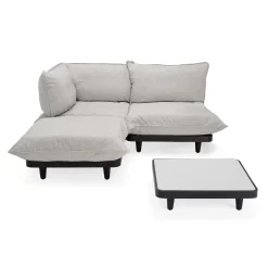 Flash Sale Salon De Jardin Paletti Set Tissu Blanc Beige / Table Basse 90 X 90 Cm + Canape L 180 Cm (Accoudoir Gauche) - Unisexe Canapés De Jardin