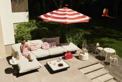 Store Salon De Jardin Paletti Set Tissu Bleu / Table Basse 90 X 90 Cm + Canape L 180 Cm (Accoudoir Droite) - Unisexe Canapés De Jardin