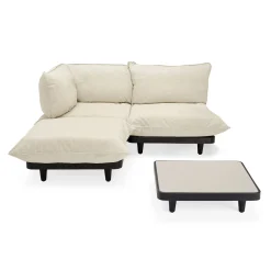 Discount Salon De Jardin Paletti Set Tissu Beige / Table Basse 90 X 90 Cm + Canape L 180 Cm (Accoudoir Gauche) - Unisexe Canapés De Jardin