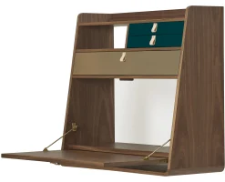 Cheap Secretaire Mural Gaston Bleu Or Bois Naturel / L 80 X H 72 Cm - Noyer - Unisexe Consoles