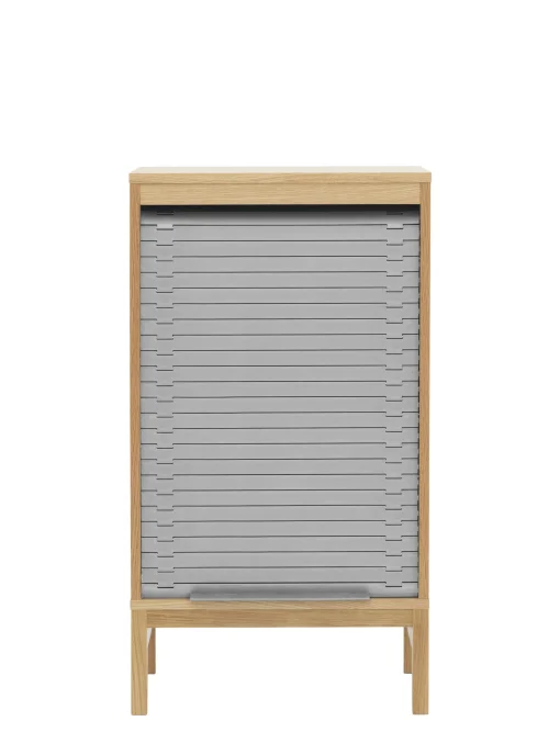Discount Semainier Jalousi Bas Plastique Gris Bois Naturel / H 101 Cm - Rideau Plastique - Unisexe Meubles De Rangement