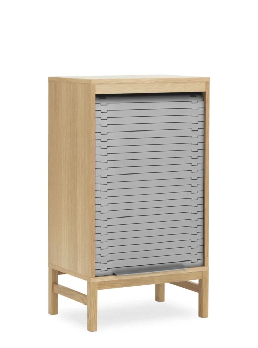 Discount Semainier Jalousi Bas Plastique Gris Bois Naturel / H 101 Cm - Rideau Plastique - Unisexe Meubles De Rangement