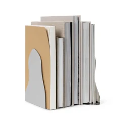 Best Sale Serre-Livres Pond Metal Argent / Set De 2 - Finition - Unisexe Accessoires Bureau