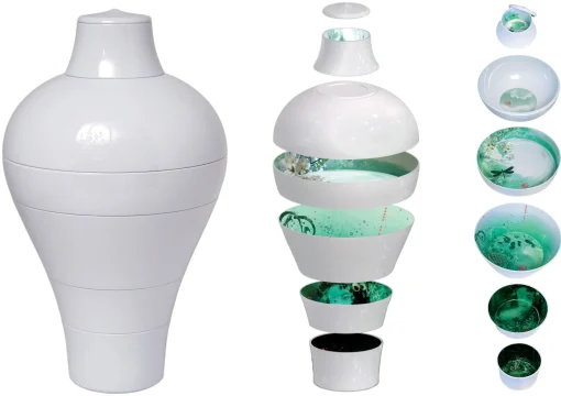 Cheap Service De Table Ming Plastique Blanc /6 Pieces Empilables - Unisexe Saladiers Coupes Et Bols