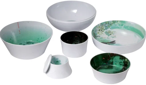 Cheap Service De Table Ming Plastique Blanc /6 Pieces Empilables - Unisexe Saladiers Coupes Et Bols