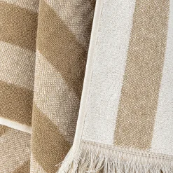 New Serviette De Bain Elaia Tissu Marron Beige / 100 X 50 Cm - Unisexe Linge De Bain