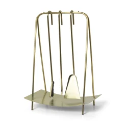 Store Serviteur De Cheminee Port Or Metal / 3 Outils Avec Support - Unisexe Compléments D'Ameublement
