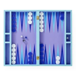 Fashion Set De Backgammon Scala Bois Bleu Violet / Coffret Laque - Unisexe Jeux Et Loisirs