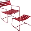 Best Sale Set Fauteuil & Repose-Pieds Surprising Lounger Metal Rouge - Unisexe Fauteuils De Jardin