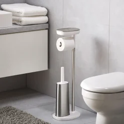Best Support Papier Toilette Easystore Metal / Avec Brosse Flex Steel & Rangement - Unisexe Accessoires Salle De Bains