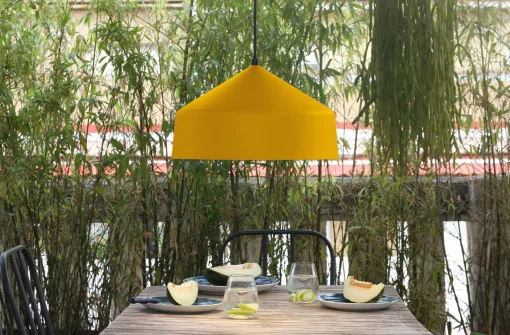 Shop Suspension D'extérieur Ezaro Metal Jaune Metal Jaune / O 40 Cm - Cable Avec Prise (Branchement Secteur) - Unisexe Luminaires De Salle De Bains