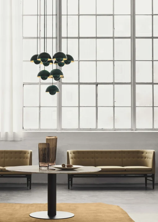 Online Suspension Flowerpot Vp1 Metal Bleu Gris / O 23 Cm - By Verner Panton, 1969 - Unisexe Luminaires Iconiques
