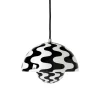 Store Suspension Flowerpot Vp1 Metal Blanc Noir / O 23 Cm - By Verner Panton, 1968 - Unisexe Luminaires Iconiques