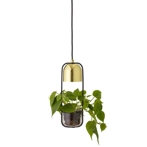 Discount Suspension  Metal Noir Or / Avec Pot De Fleurs - O 10 X  H 34 Cm - Unisexe Led
