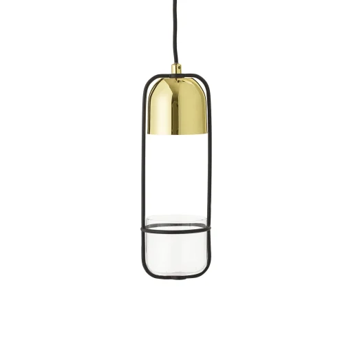 Discount Suspension  Metal Noir Or / Avec Pot De Fleurs - O 10 X  H 34 Cm - Unisexe Led