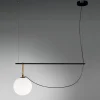 Store Suspension Nh S2 Verre Noir Or Metal /  Globe O 22 - L 87 Cm - Unisexe Luminaires Iconiques