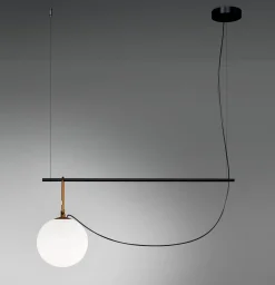 Store Suspension Nh S2 Verre Noir Or Metal /  Globe O 22 - L 87 Cm - Unisexe Luminaires Iconiques