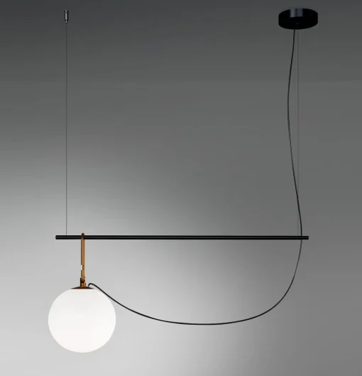 Store Suspension Nh S2 Verre Noir Or Metal /  Globe O 22 - L 87 Cm - Unisexe Luminaires Iconiques