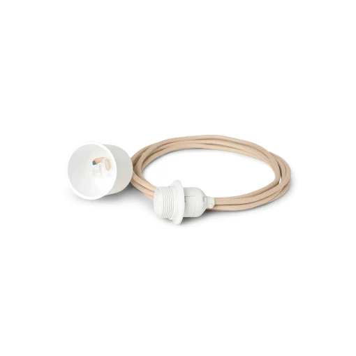 Cheap Systeme Electrique Pour Suspension  Tissu Beige / Set Cable Tissu 2M, Rosace, Douille E27 - Unisexe Ampoules Et Accessoires
