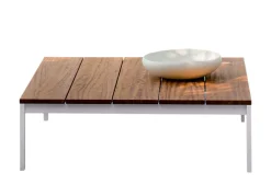 Sale Table Basse Be-Easy Metal Blanc Bois Naturel / Teck - 100 X 99 Cm - Unisexe Tables Basses De Jardin