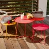 Store Table Basse Cocotte Metal Vert / L 55 X H 43,5 Cm - Plateau Amovible - Unisexe Terrasses Et Balcons