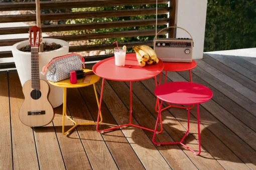 Store Table Basse Cocotte Metal Vert / L 55 X H 43,5 Cm - Plateau Amovible - Unisexe Terrasses Et Balcons