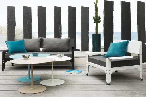 Clearance Table Basse Galet N°3 Outdoor Metal Beige / 57 X 64 X H 37 Cm - Unisexe Tables Basses De Jardin