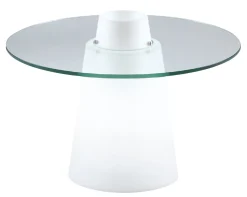 Cheap Table Basse Lumineuse Peak Verre Plastique Blanc Transparent / O 70 X H 50 Cm - Unisexe Tables Basses De Jardin