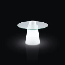 Cheap Table Basse Lumineuse Peak Verre Plastique Blanc Transparent / O 70 X H 50 Cm - Unisexe Tables Basses De Jardin