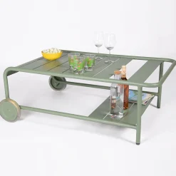 Online Table Basse Luxembourg Metal Vert / Avec Roues - 105 X 65 Cm - Unisexe Tables Basses De Jardin