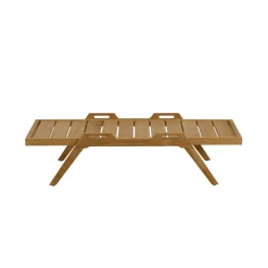 New Table Basse Synthesis Bois Naturel / 127 X 54 Cm - - Unisexe Tables Basses De Jardin