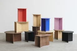 New Table D'Appoint Slit Wood Bois/ Haute - O 35 X H 47 Cm / Bois - Unisexe Tables De Chevet