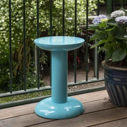 Hot Table D'Appoint Thing Metal Bleu / Tabouret - By George Sowden / Alu Recycle - Unisexe Tabourets D'extérieur
