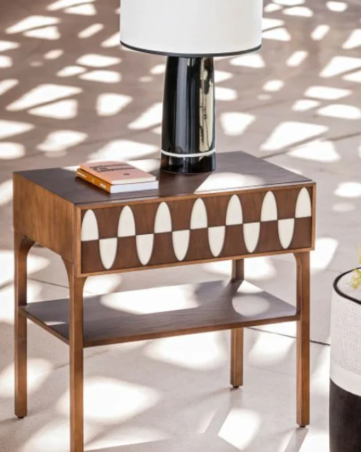 Shop Table De Chevet Ecailles Bois Naturel / 1 Tiroir - L 60 Cm - Unisexe Tables De Chevet