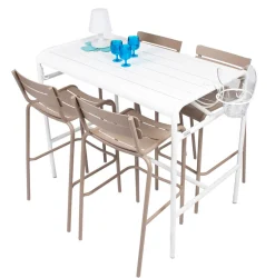 Outlet Table Haute Luxembourg Metal Gris / 4 Personnes - 126 X 73 Cm - Aluminium - Unisexe Tables Hautes Et Bars D'extérieur