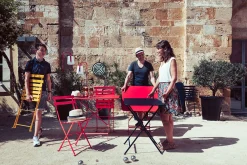 New Table Pliante Bistro + Metal Rouge / 71 X 71 Cm - Trou Pour Parasol / Usage Intensif - Unisexe Tables