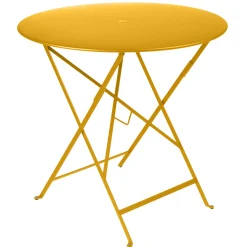 New Table Pliante Bistro Metal Jaune /O 77 Cm - 3/4 Personnes - Trou Pour Parasol - Unisexe Tables