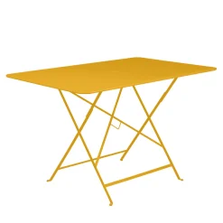 Discount Table Pliante Bistro Metal Jaune / 117 X 77 Cm - 6 Personnes - Trou Parasol - Unisexe Tables