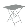 Clearance Table Pliante Bistro Metal Gris / 77 X 57 Cm - 4 Personnes / Trou Parasol - Unisexe Tables De Jardin