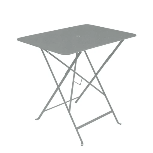 Clearance Table Pliante Bistro Metal Gris / 77 X 57 Cm - 4 Personnes / Trou Parasol - Unisexe Tables De Jardin