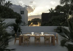 Sale Table Rectangulaire Atmosfera Bois Naturel / 281 X 105 Cm - 8 Personnes / Teck - Unisexe Tables De Jardin