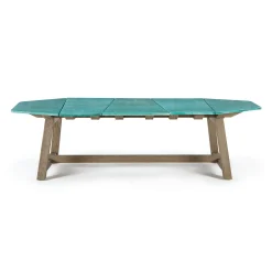 Fashion Table Rectangulaire Rafael Octogonal Pierre Vert / 264 X 154 Cm - Pierre De Lave & Teck Decape - 10 Personnes - Unisexe Tables De Jardin