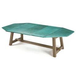 Fashion Table Rectangulaire Rafael Octogonal Pierre Vert / 264 X 154 Cm - Pierre De Lave & Teck Decape - 10 Personnes - Unisexe Tables De Jardin